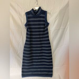 WHBM Wool Blend Stripe Sleeveless Sweater Sheath Dress Size 16
